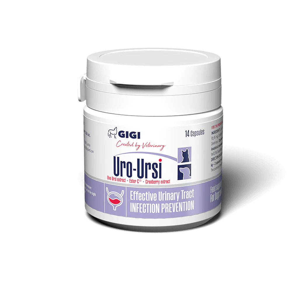 GIGI URO-URSI  Papildas kapsulėmis šunims ir katėms akmenų pasišalinimui iš šlapimo takų