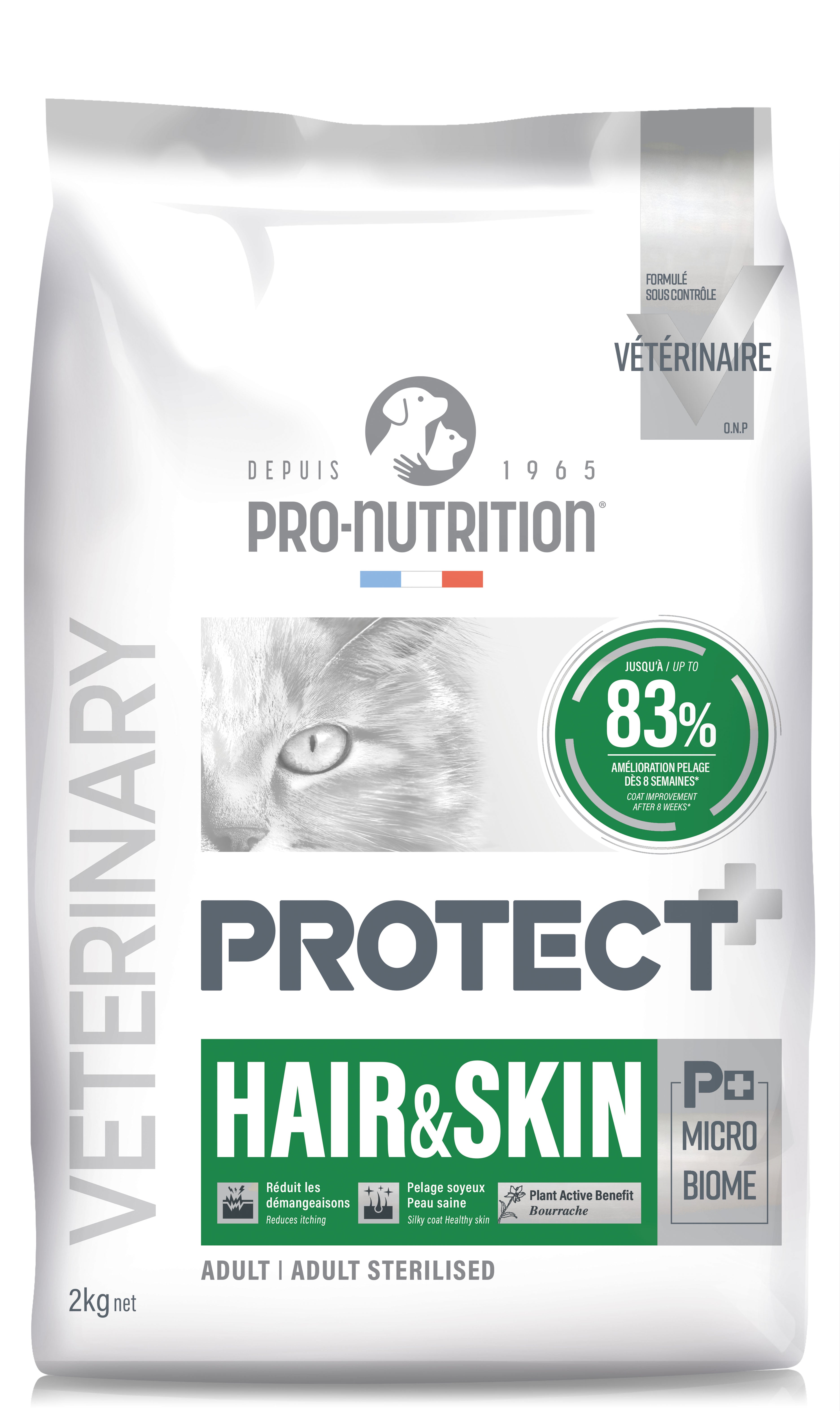 Pro-Nutrition Protect HAIR &SKIN sausas maistas odos ir kailio problemų turinčioms katėms. 2 kg