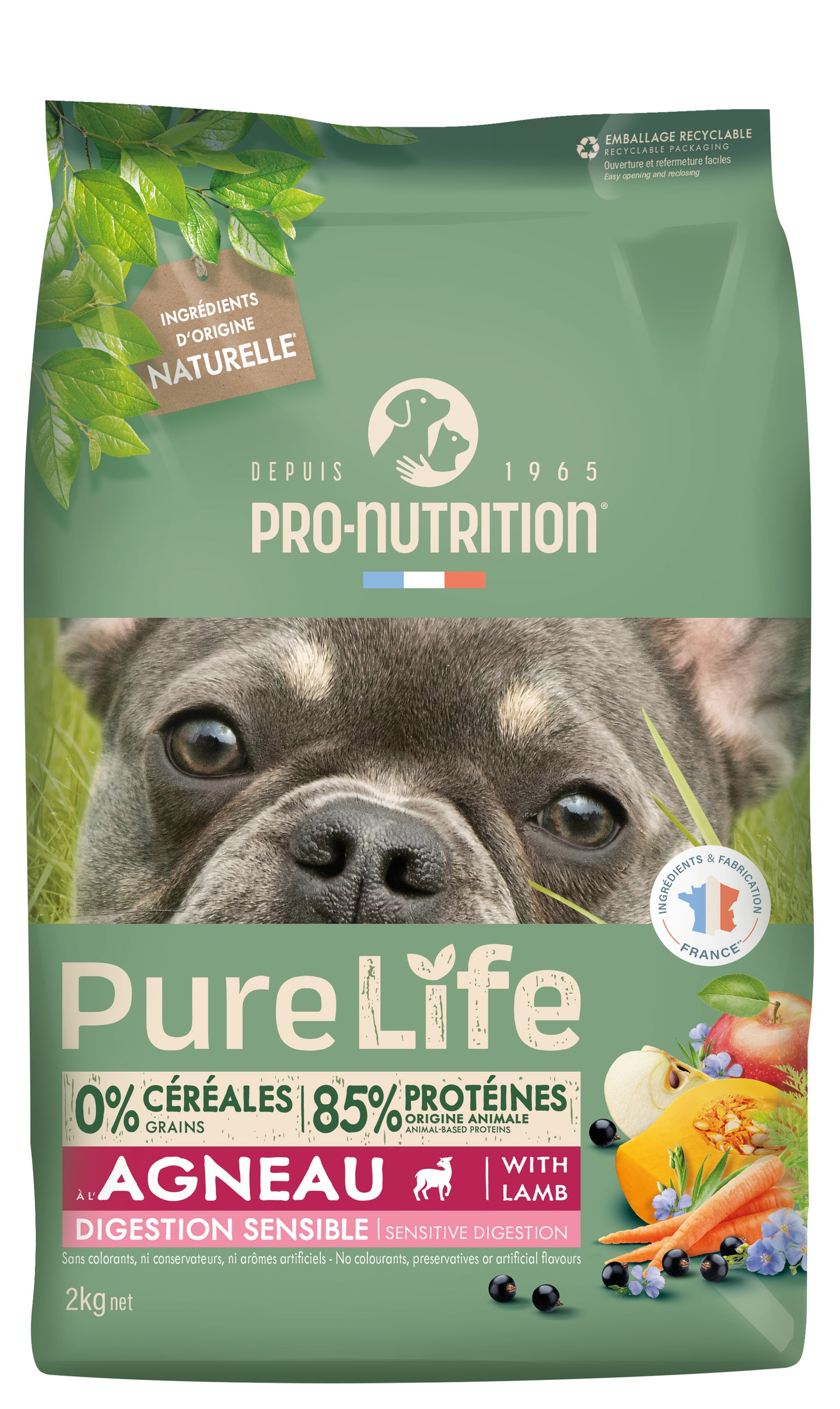 PRO-NUTRITION Pure Life sensitive lamb sausas maistas suagusiems, jautrų virškinimą turintiems šunims su ėriena 2 kg