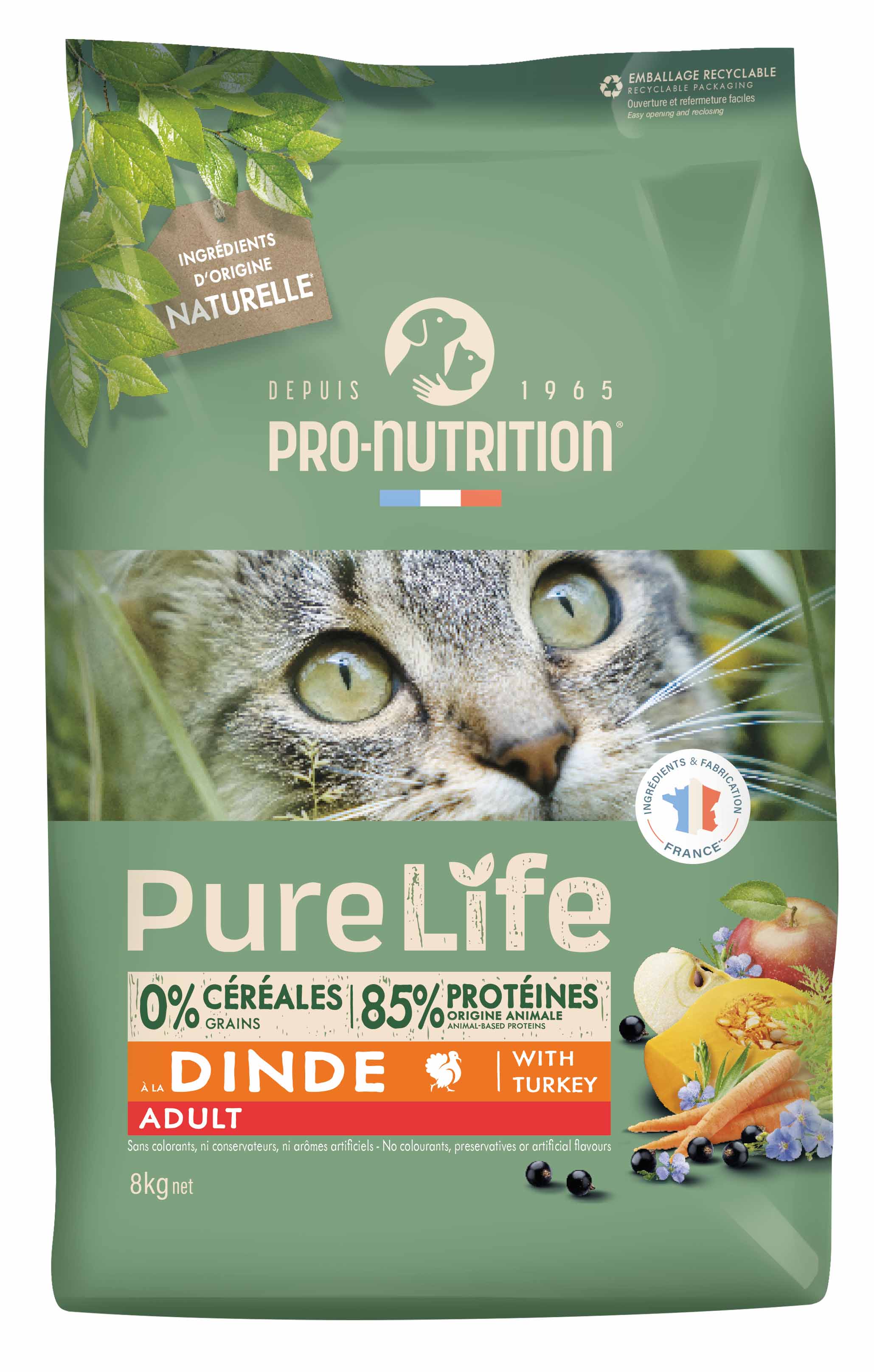 PRO-NUTRITION Pure Life Adult cat turkey sausas maistas suaugusioms katėms su kalakutiena  8 kg