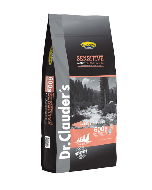 DR. CLAUDER'S SENSITIVE ADULT BEST CHOICE subalansuotas sausas maistas šunims su lašiša ir ryžiais 20kg