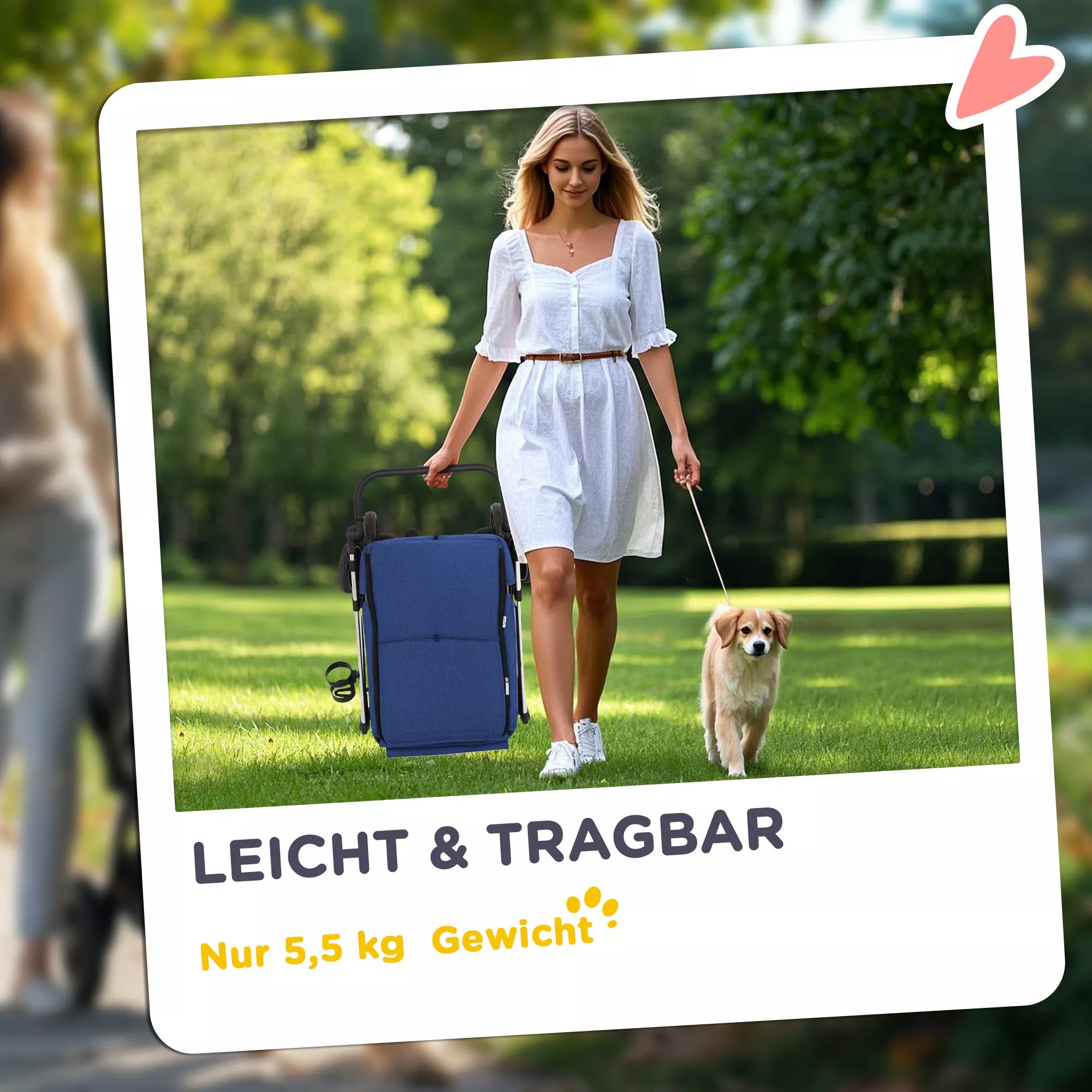 Suņu ratiņi, viegli un salokāmi transportēšanas ratiņi maziem suņiem, mazgājams spilvens, sieta logs, tumši zils