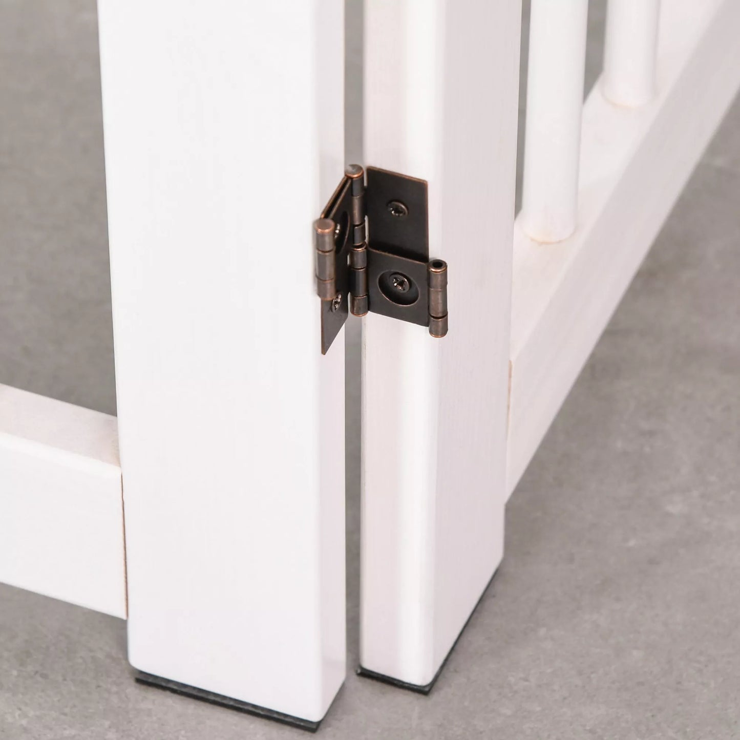 Apsauginiai varteliai šuniui, 4 dalių, 220 x 91 cm, sulankstomi, apsauginiai varteliai su durelėmis, laisvai pastatomi šunų varteliai su 2 atraminėmis kojelėmis, mediniai laiptų varteliai koridoriui, virtuvei, laiptams, balti