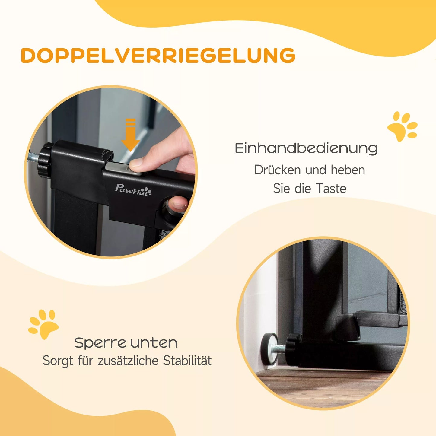 Drošības vārtiņi kāpnēm un mājdzīvniekiem, suņiem, regulējami no 75 cm līdz 103 cm, melni