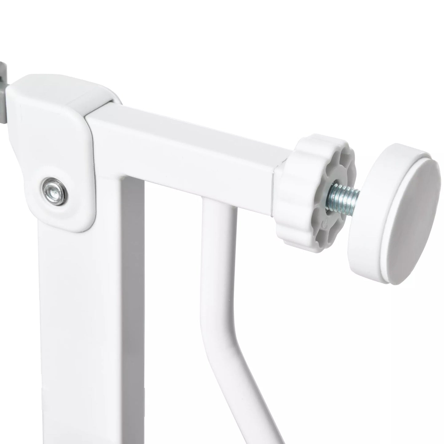 Suņu žogs, piestiprināms ar skavām, regulējams garums, tērauds/ABS, 75–115 x 76 cm, balts