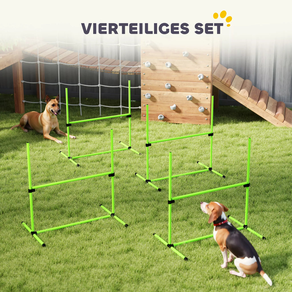 Agility rinkinys šunims 4 dalių aukščio reguliuojama agility įranga su 4 kliūtimis Nešimo krepšys 99 x 65 x 94 cm Žalia