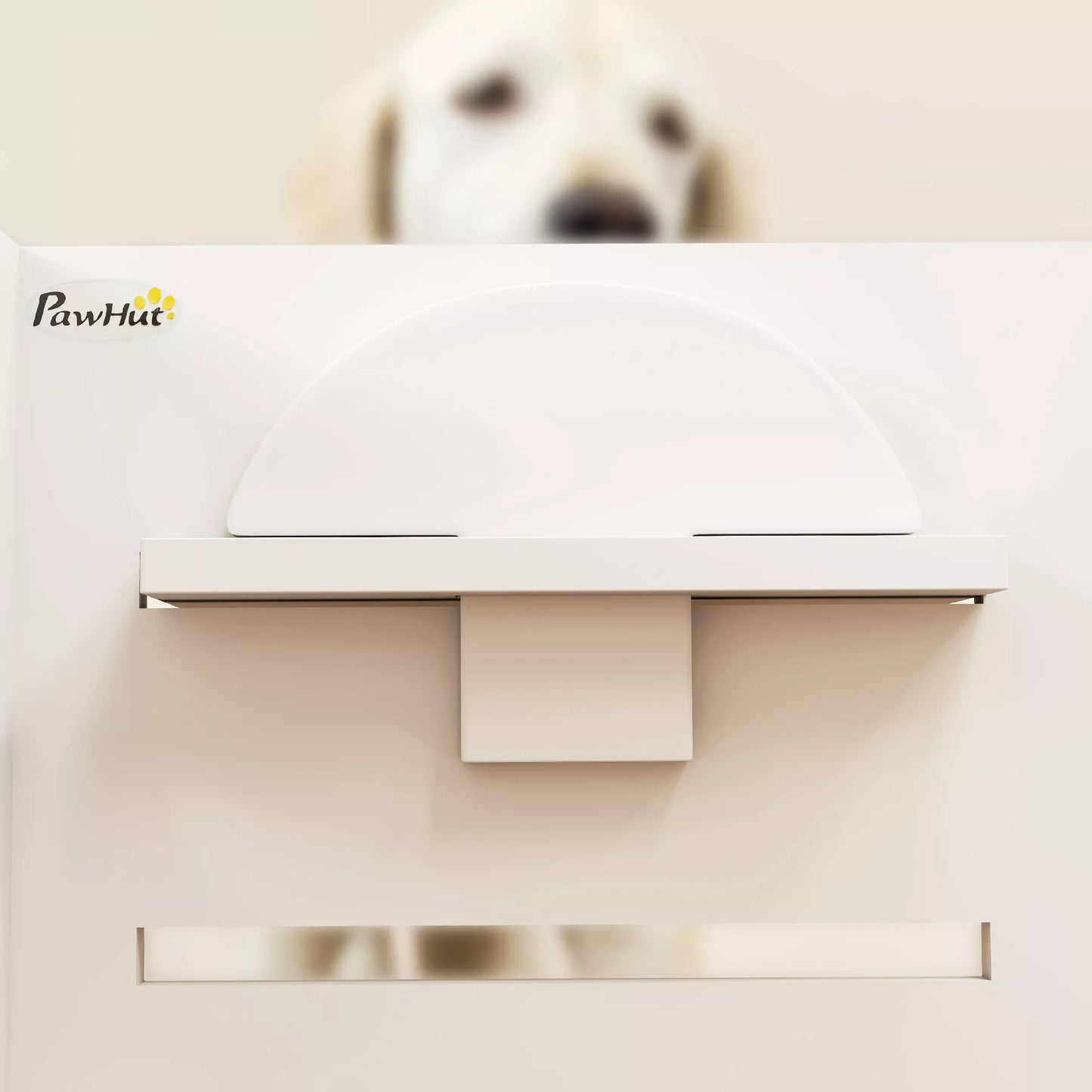 Stovas maistui šunims, reguliuojami dubenėliai su atskiru dizainu, 2 nerūdijančio plieno dubenėliai, kilimėlis nuo greito ėdalo, Baltas