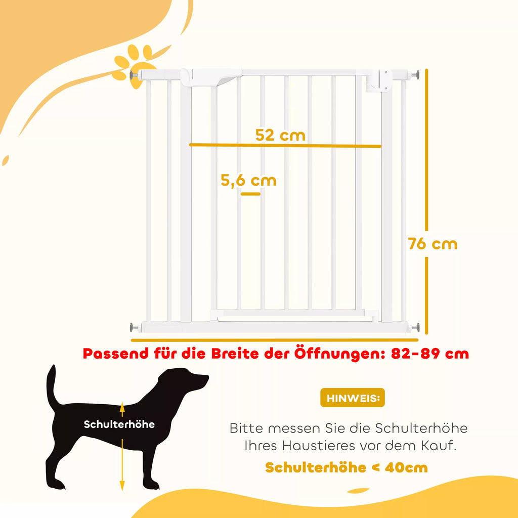 Apsauginiai varteliai, laiptų ir durų užtvaras su automatiniu uždarymu be gręžimo, 76-89x76 cm, balta