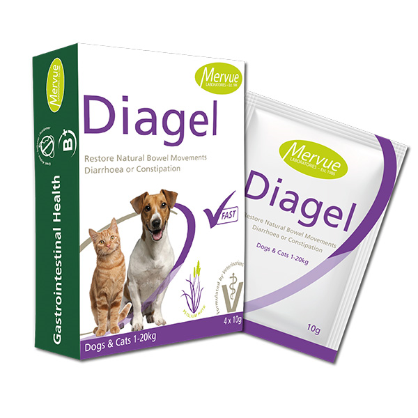Mervue Diagel papildas nuo viduriavimo šunims ir katėms, 10x4 g