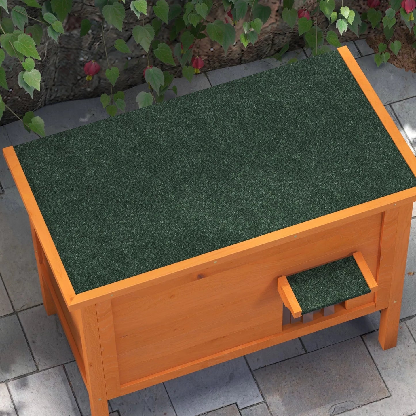 Outdoor cat house, cat hutch, weatherproof, 1 window, 1 entrance, 85 x 50 x 68.5 cm, Orange+Green