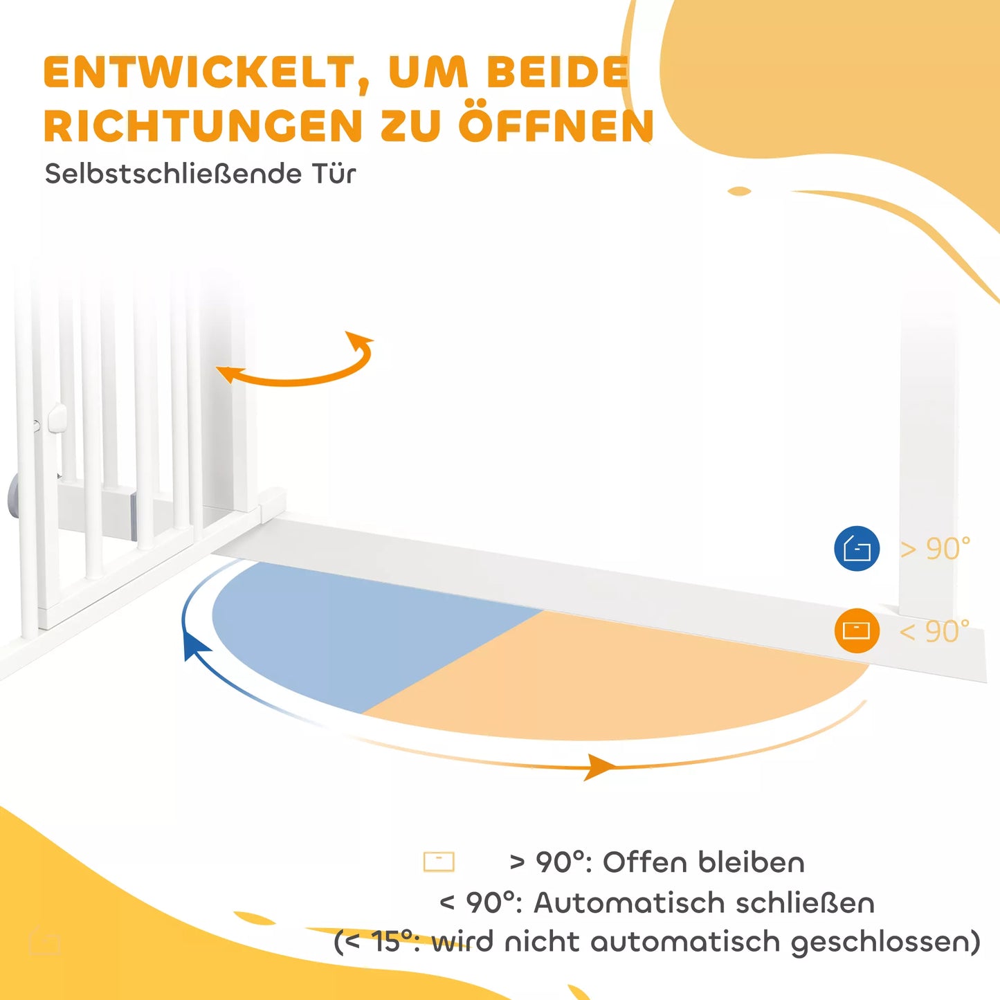 Suņu drošības vārtiņi, dubultā slēdzene, pašnoslēdzošas durvis, 104 cm augsti, tērauda, ​​balti