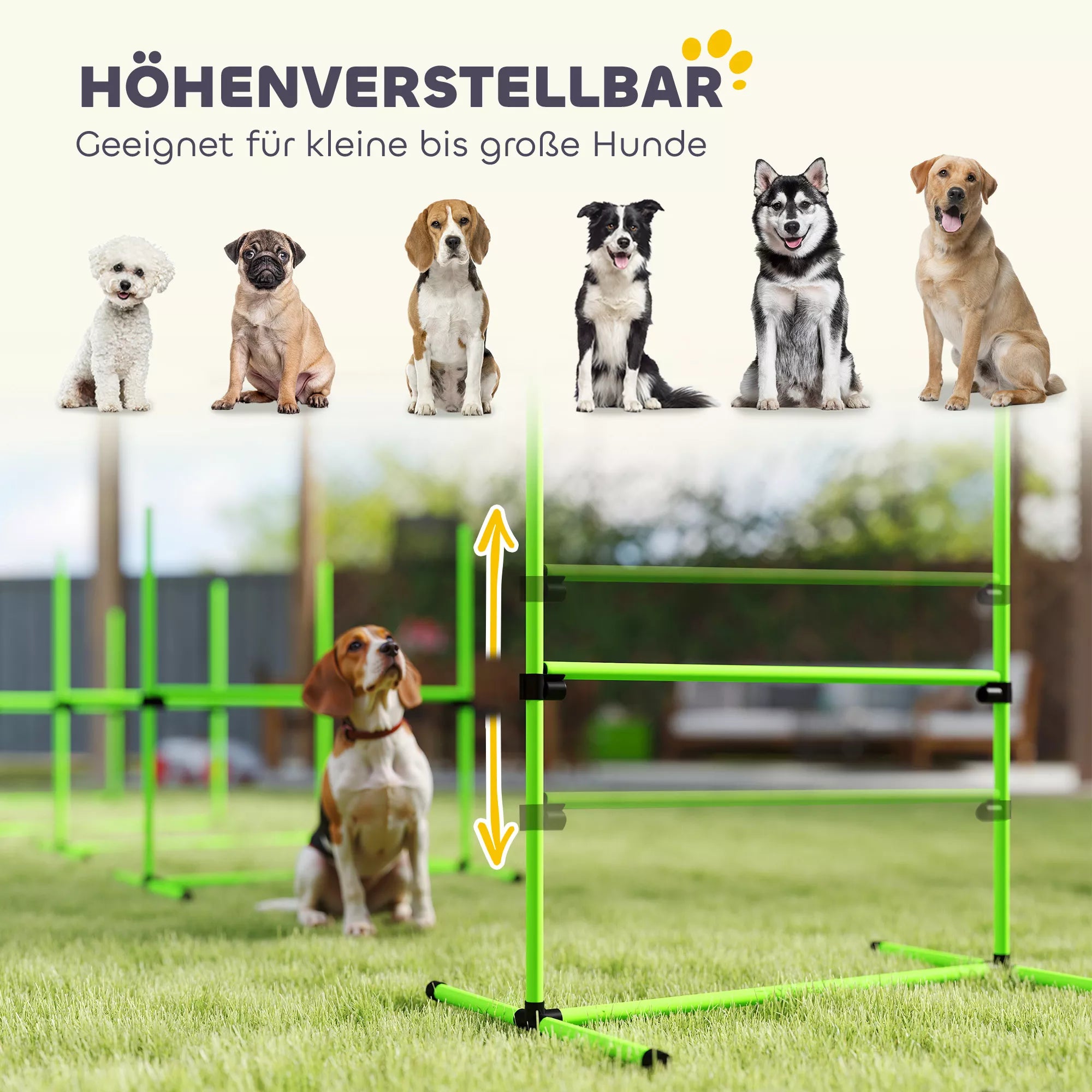 Agility rinkinys šunims 4 dalių aukščio reguliuojama agility įranga su 4 kliūtimis Nešimo krepšys 99 x 65 x 94 cm Žalia