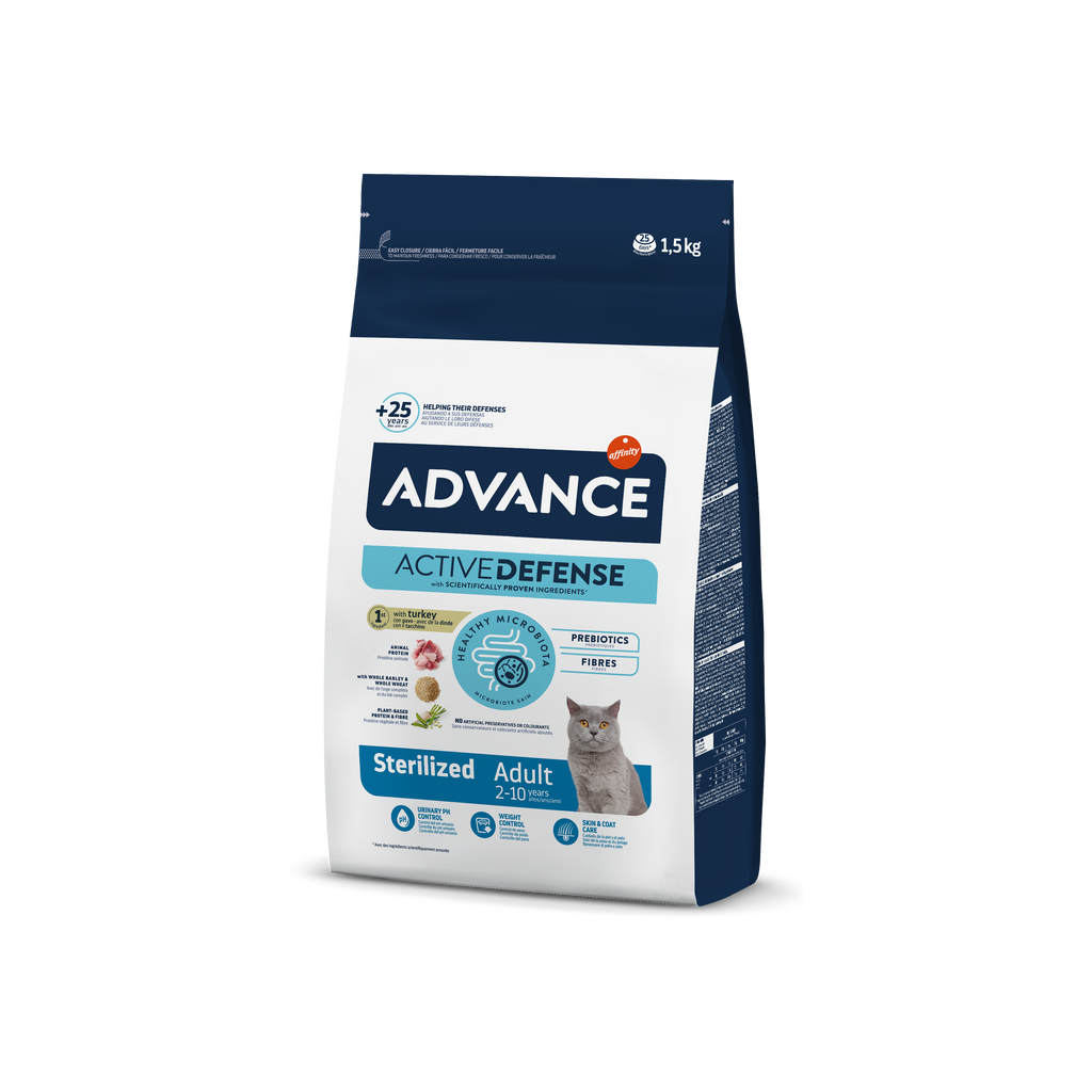 Advance Sterilized Adult Sausas maistas sterilizuotoms suaugusioms katėms su kalakutiena ir miežiais – 1.5 kg