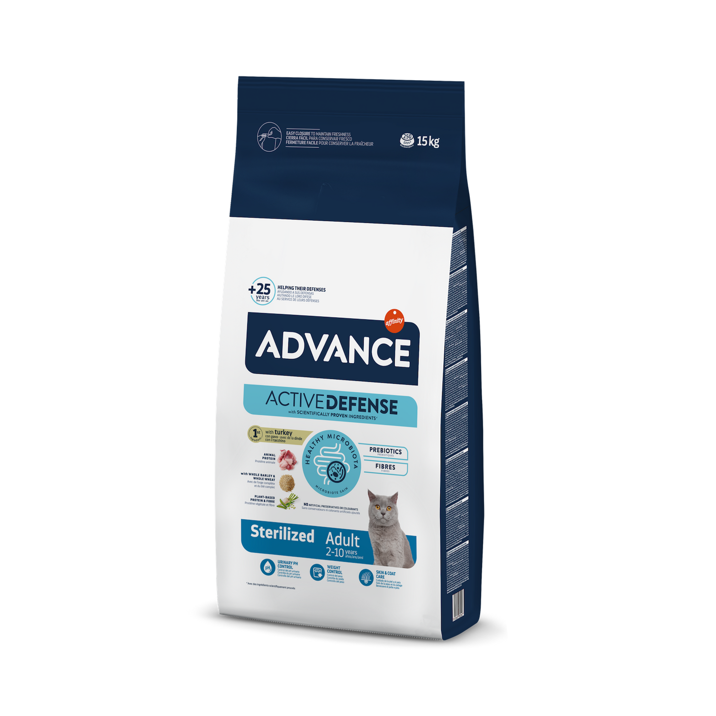 Advance Sterilized Adult Sausas maistas sterilizuotoms suaugusioms katėms su kalakutiena ir miežiais – 15 kg