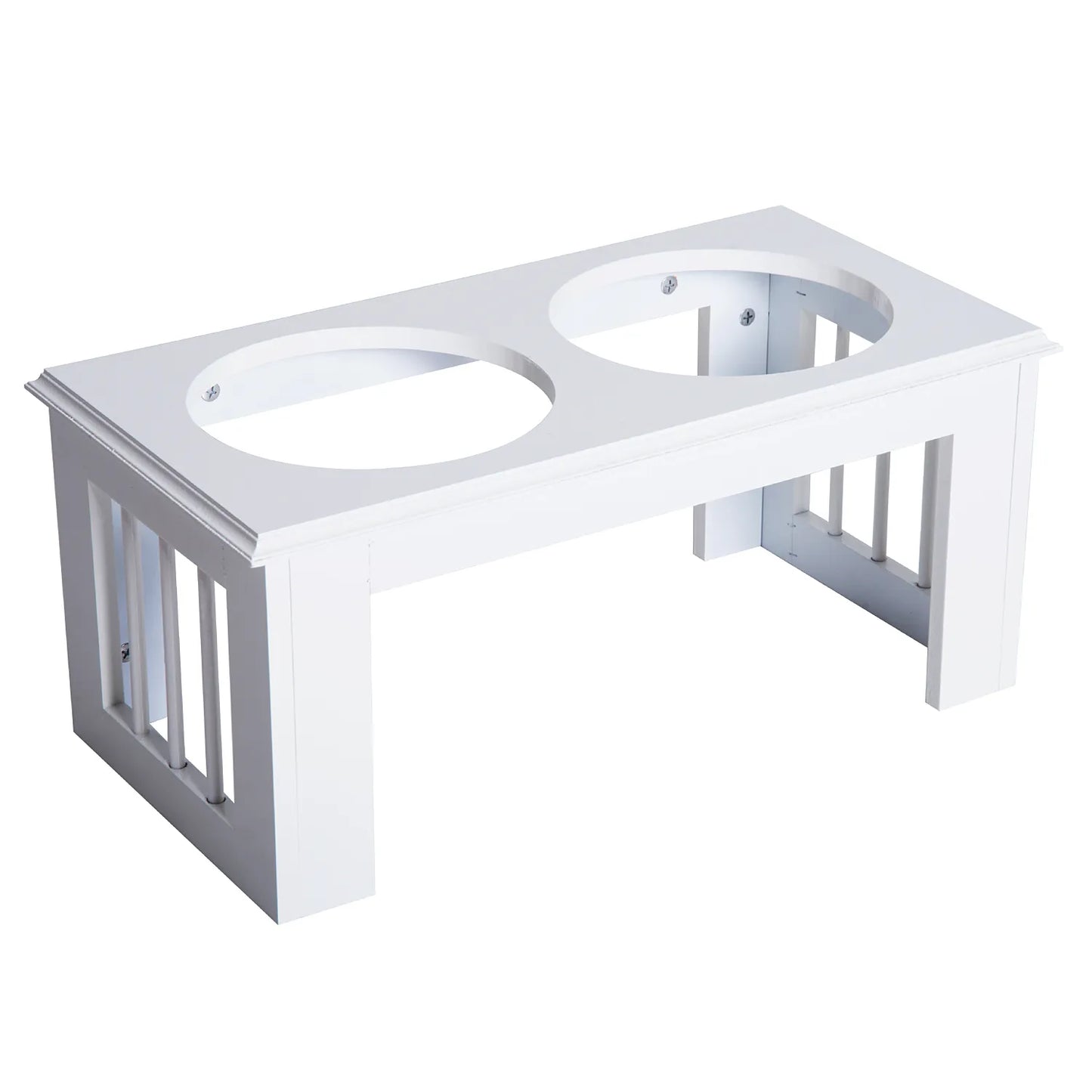 Suņu barošanas stacija, neslīdoša, 58,4 x 30,5 x 25,4 cm, balta, 2 l katrā bļodā