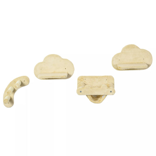 Kačių laipteliai, 4 dalių komplektas, 3 pakopų kopėtėlės, 2 platformos, hamakas, pliušinis užvalkalas, smėlio spalvos