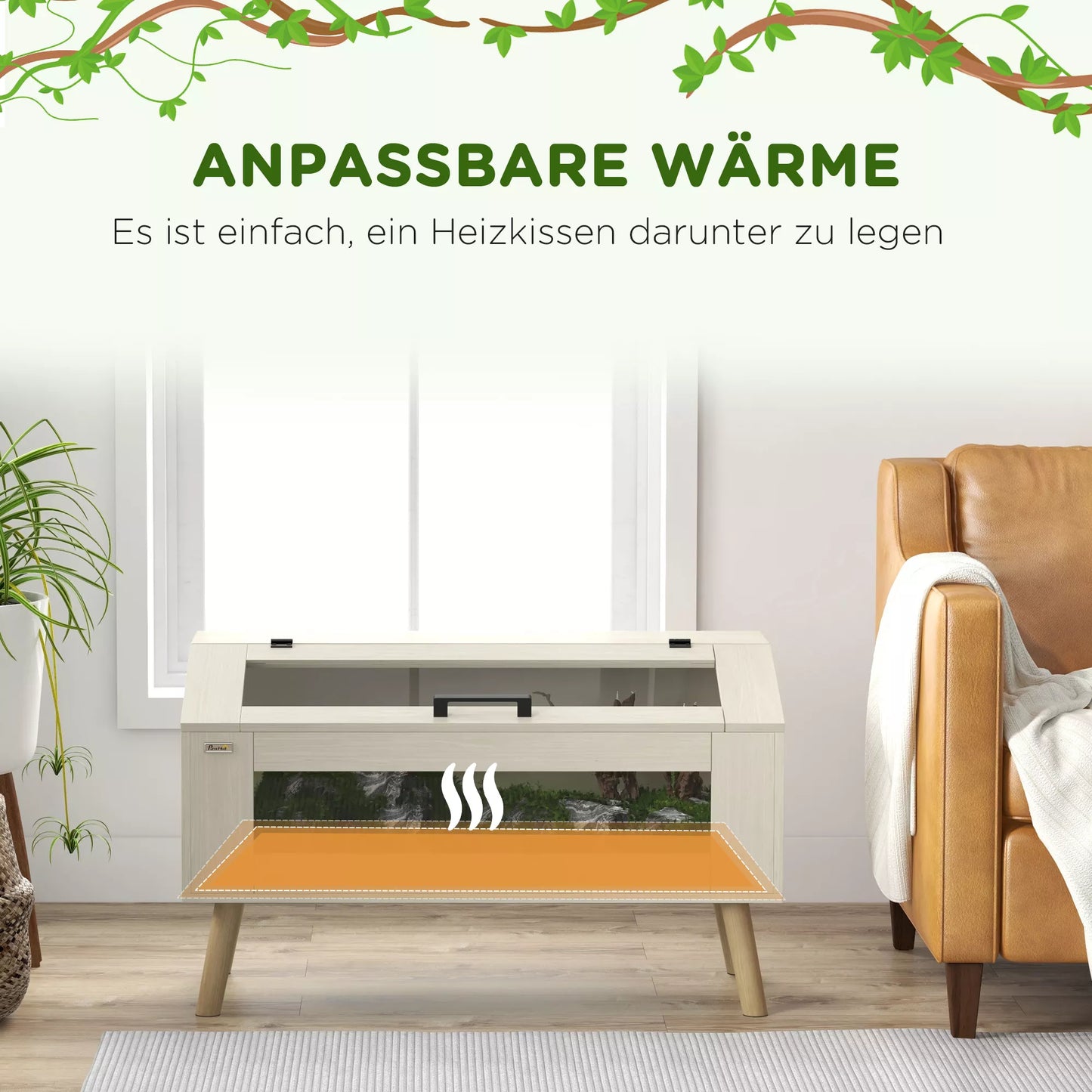 Roplių terariumas, 140 litrų, su stiklo langeliu, suderinamas su šildymo kilimėliu