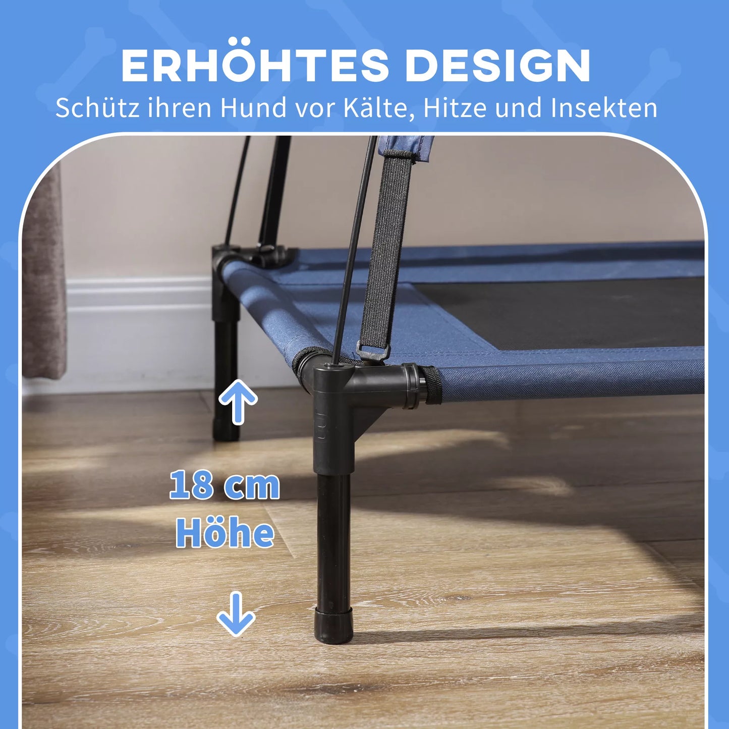 Augintinio lova su baldakimu, šunų lova, sulankstoma, atspari oro sąlygoms, mėlyna