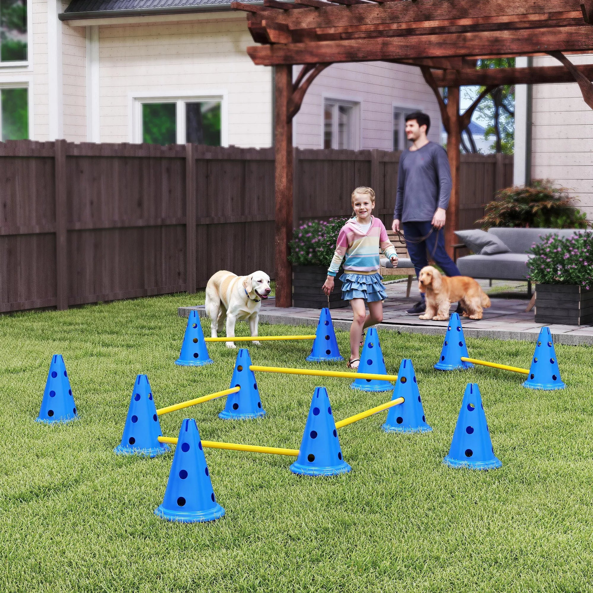 Agility rinkinys šunims 6 dalių agility įranga šunų dresūrai Stumiamų kliūčių rinkinys su 12 kūgiais 6 kliūtys Nešimo krepšys