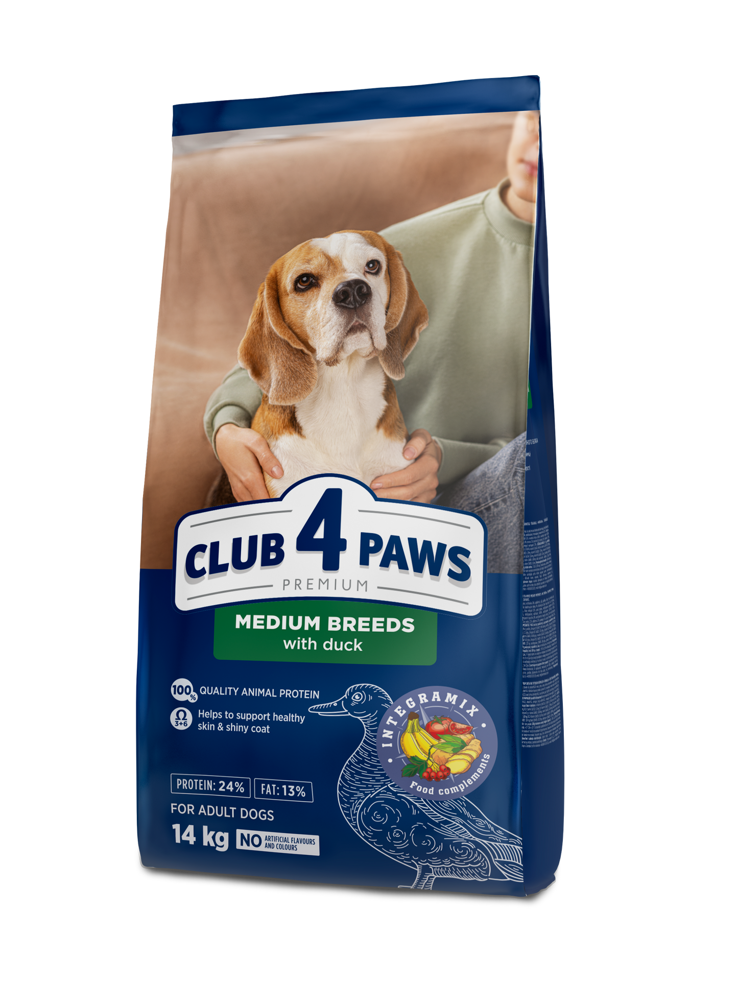 CLUB 4 PAWS PREMIUM VIDĒJA LIELUMA ŠĶIRŅU PIEAUGUŠIEM SUŅIEM AR PĪLI. PILNVĒRTĪGA SAUSĀ BARĪBA