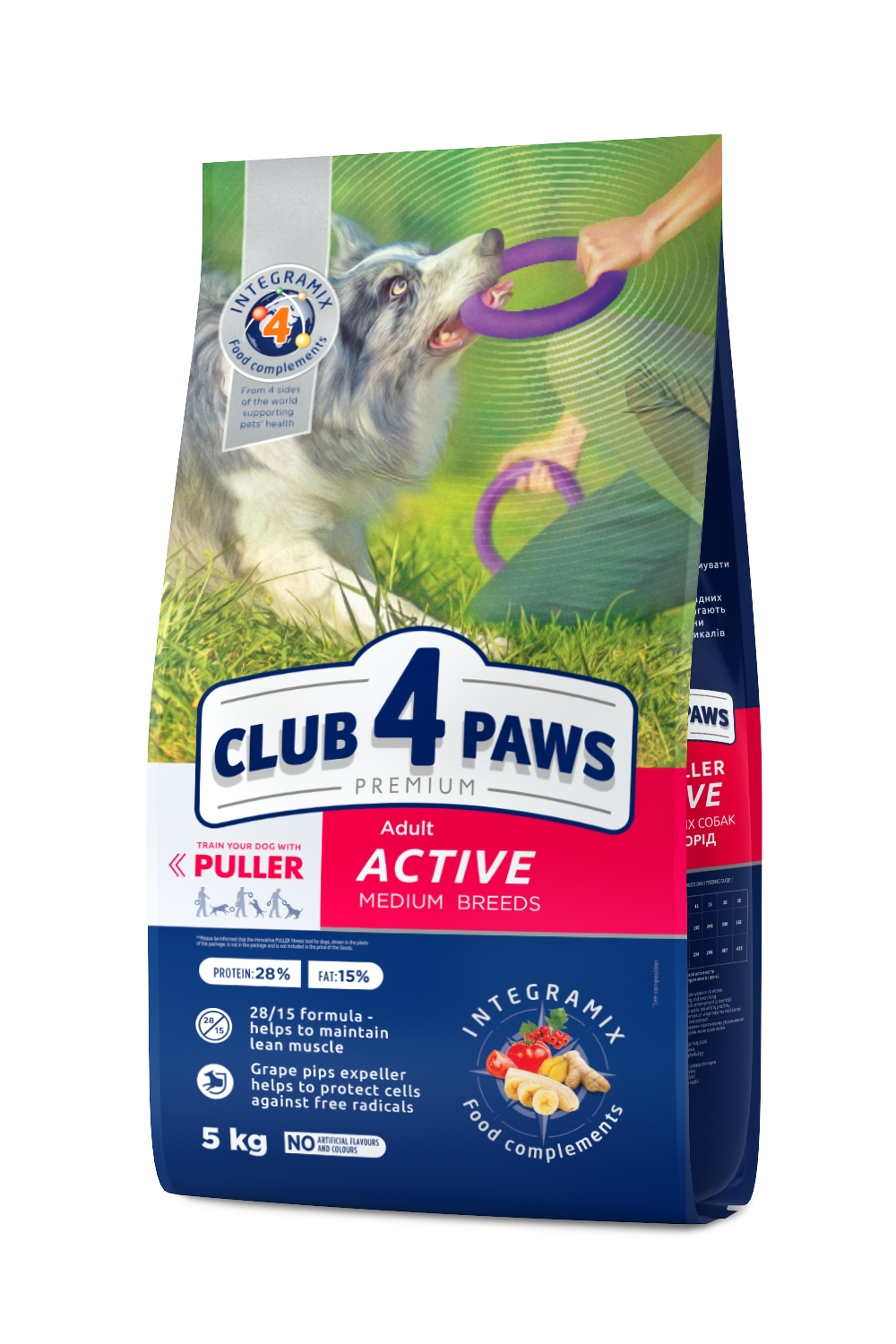 CLUB 4 PAWS PREMIUM „AKTYVAS“. VISAVERTIS PAŠARAS SUAUGUSIEMS AKTYVIEMS VIDUTINIŲ VEISLIŲ ŠUNIMS