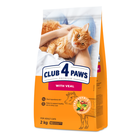 CLUB 4 PAWS PREMIUM "AR TEĻA GAĻU". PILNVĒRTĪGA SAUSĀ BARĪBA PIEAUGUŠIEM KAĶIEM.