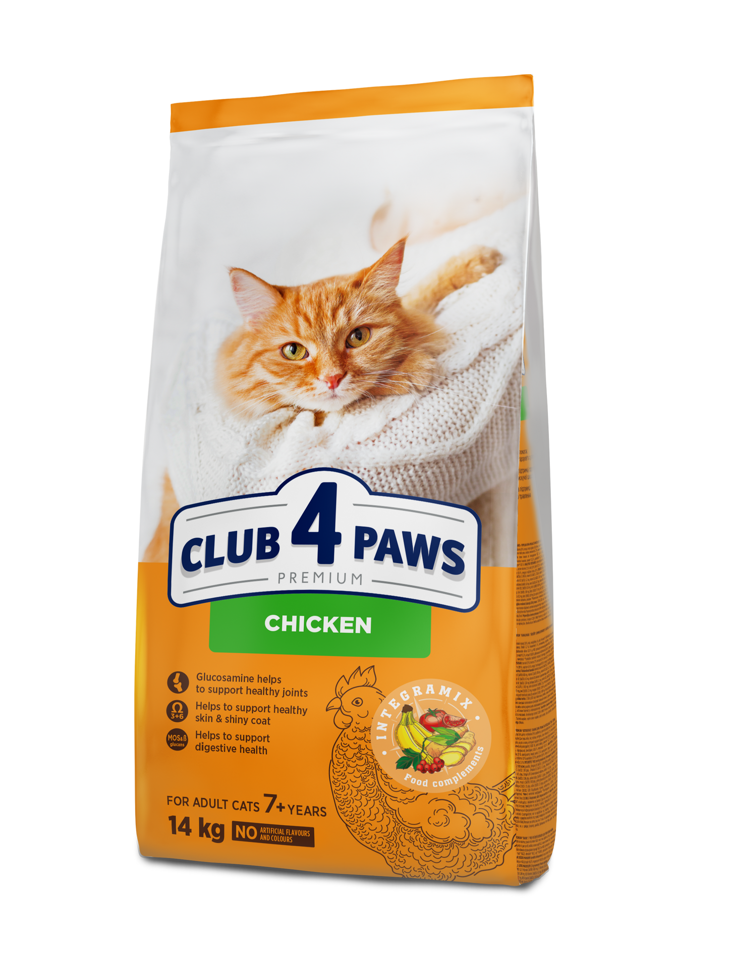 CLUB 4 PAWS PREMIUM VISTAS BARĪBA. PILNVĒRTĪGA SAUSĀ BARĪBA PIEAUGUŠIEM KAĶIEM, KAS VECĀKI PAR 7 GADIEM.