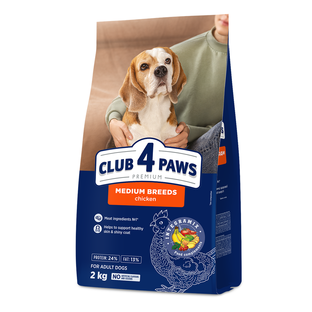 CLUB 4 PAWS PREMIUM VISAVERTIS SAUSAS PAŠARAS VIDUTINIŲ VEISLIŲ SUAUGUSIEMS ŠUNIMS