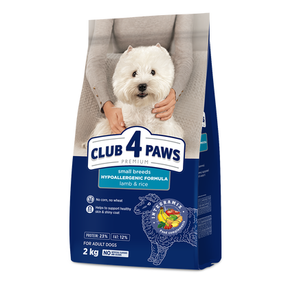 CLUB 4 PAWS PREMIUM JĒRA GAĻA UN RĪSI PIEAUGUŠIEM MAZU ŠĶIRŅU SUŅIEM. PILNVĒRTĪGA BARĪBA