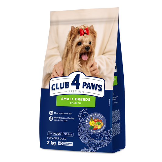 CLUB 4 PAWS PREMIUM PILNVĒRTĪGA BARĪBA MAZU ŠĶIRŅU PIEAUGUŠIEM SUŅIEM