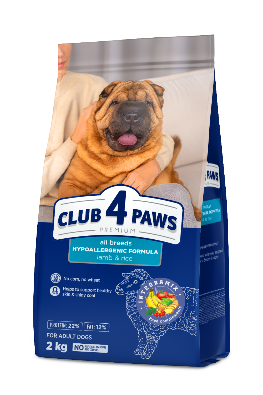 CLUB 4 PAWS PREMIUM SU ĖRIENA IR RYŽIAIS SUAUGUSIEMS VISŲ VEISLIŲ ŠUNIMS. VISAVERTIS SAUSAS PAŠARAS