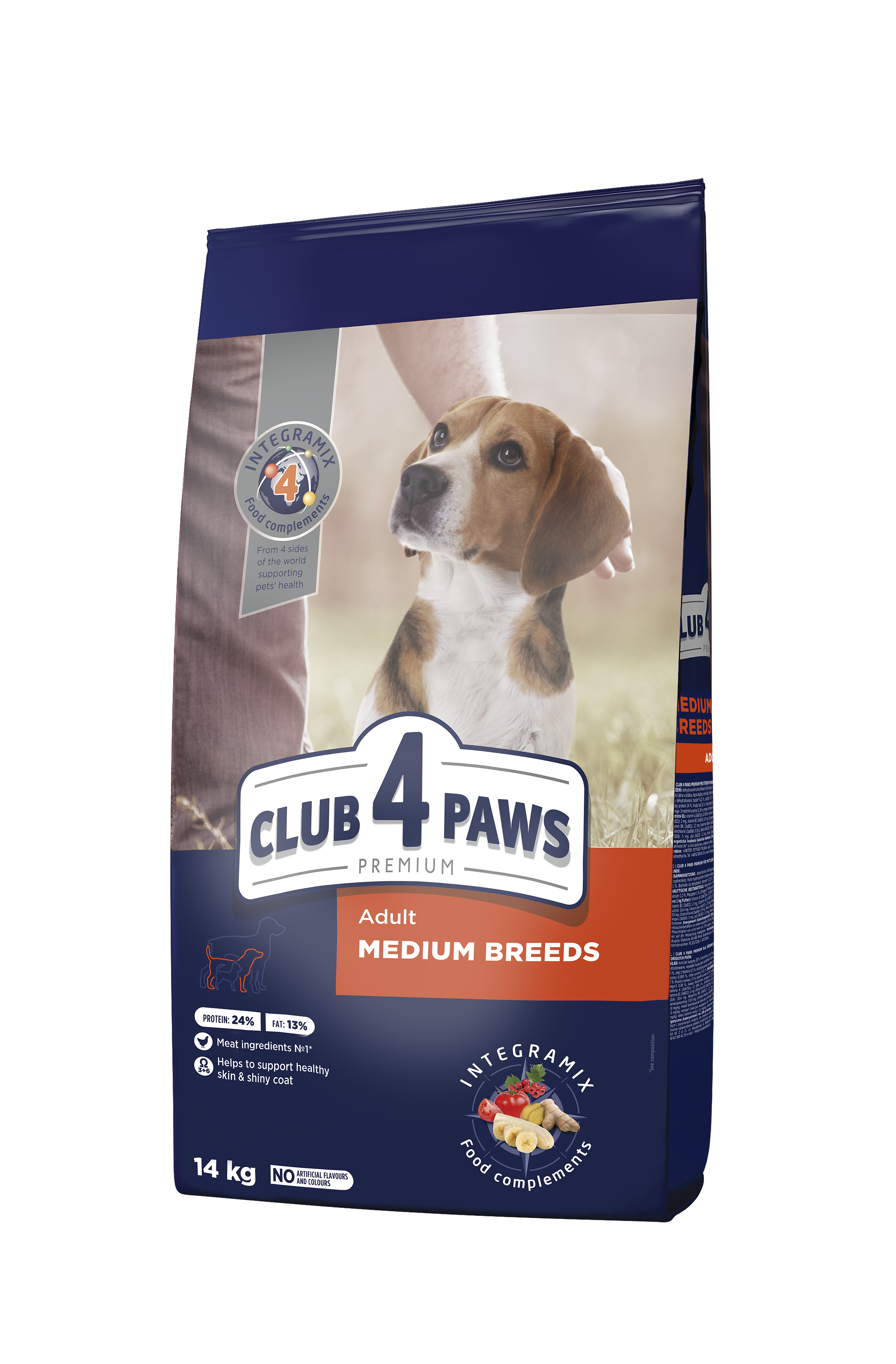 CLUB 4 PAWS PREMIUM VISAVERTIS SAUSAS PAŠARAS VIDUTINIŲ VEISLIŲ SUAUGUSIEMS ŠUNIMS – 14 kg