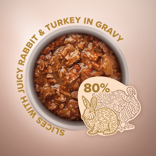 CLUB 4 PAWS Premium Plus Gabaliukai suaugusioms katėms su triušiena ir kalakutiena padaže net 80% triušienos ir kalakutienos