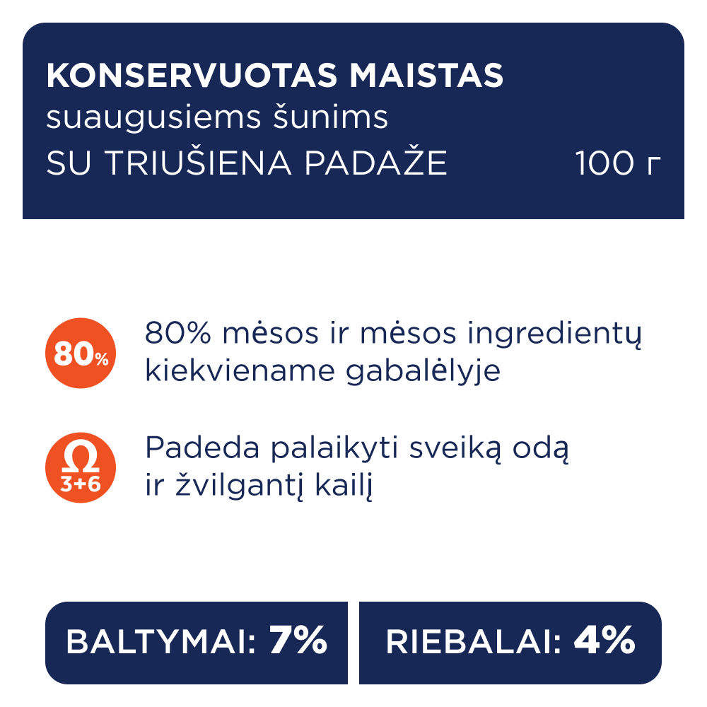 CLUB 4 PAWS Premium konservuotas ėdalas suaugusiems šunims su triušiena padaže 12x0.1 kg sudėtis