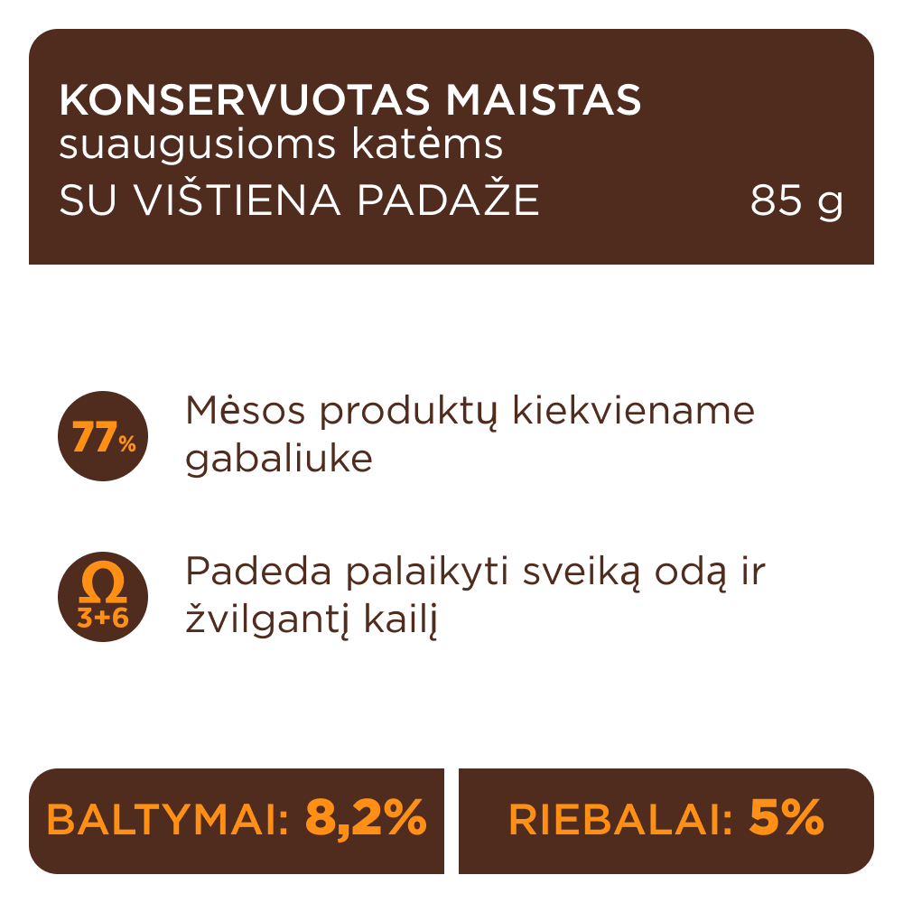 CLUB 4 PAWS Premium konservuotas ėdalas suaugusioms katėms su vištiena padaže 12x0.085 kg