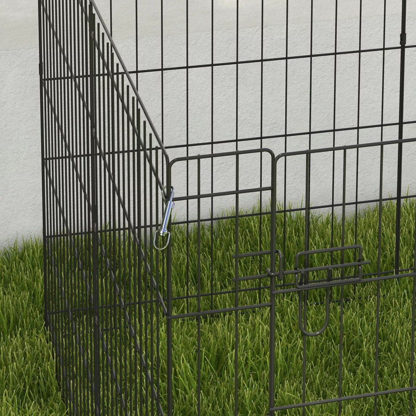 Mājdzīvnieku putnu mājiņa, rotaļu laukums kucēniem un maziem suņiem, ar durvīm, piemērots lietošanai iekštelpās un ārā, 76 cm, melna