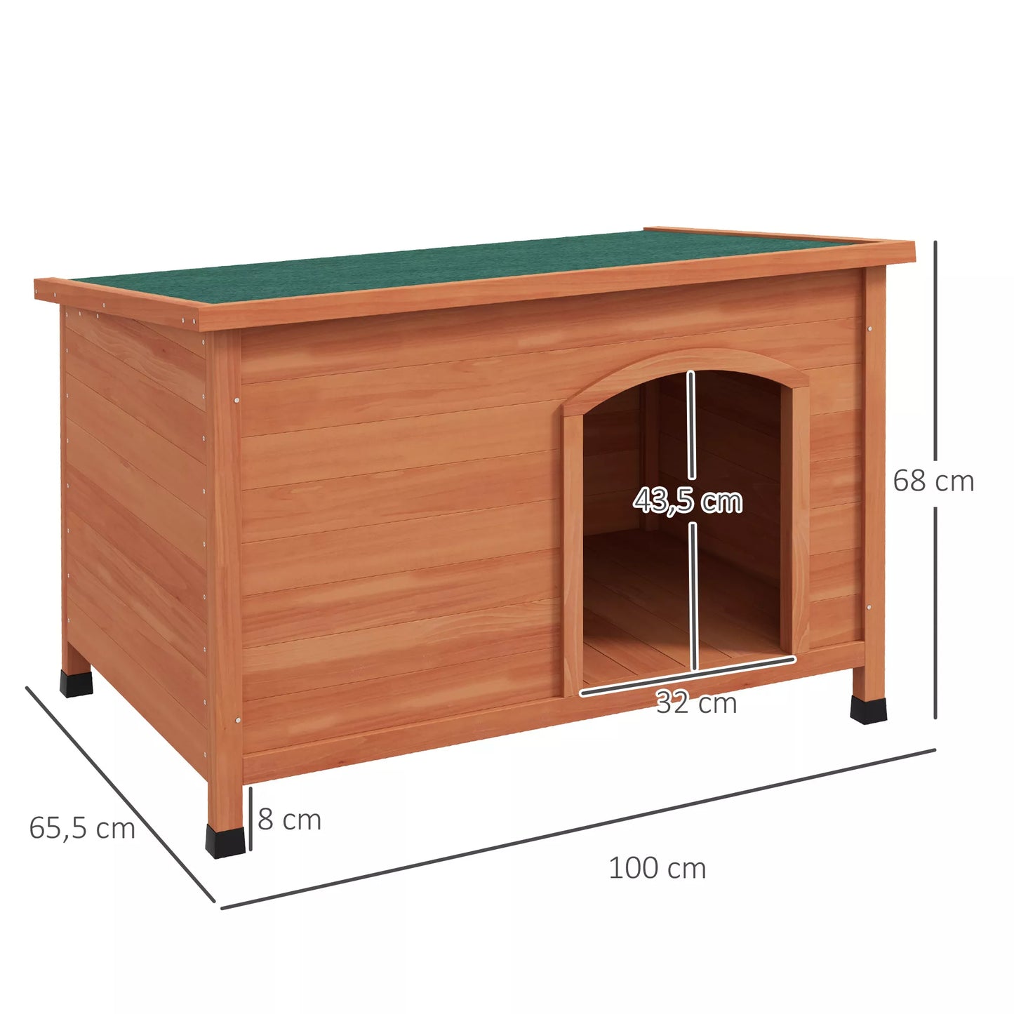 Wooden dog kennel XXL, 100 cm x 65.5 cm x 68 cm, Brown + Green