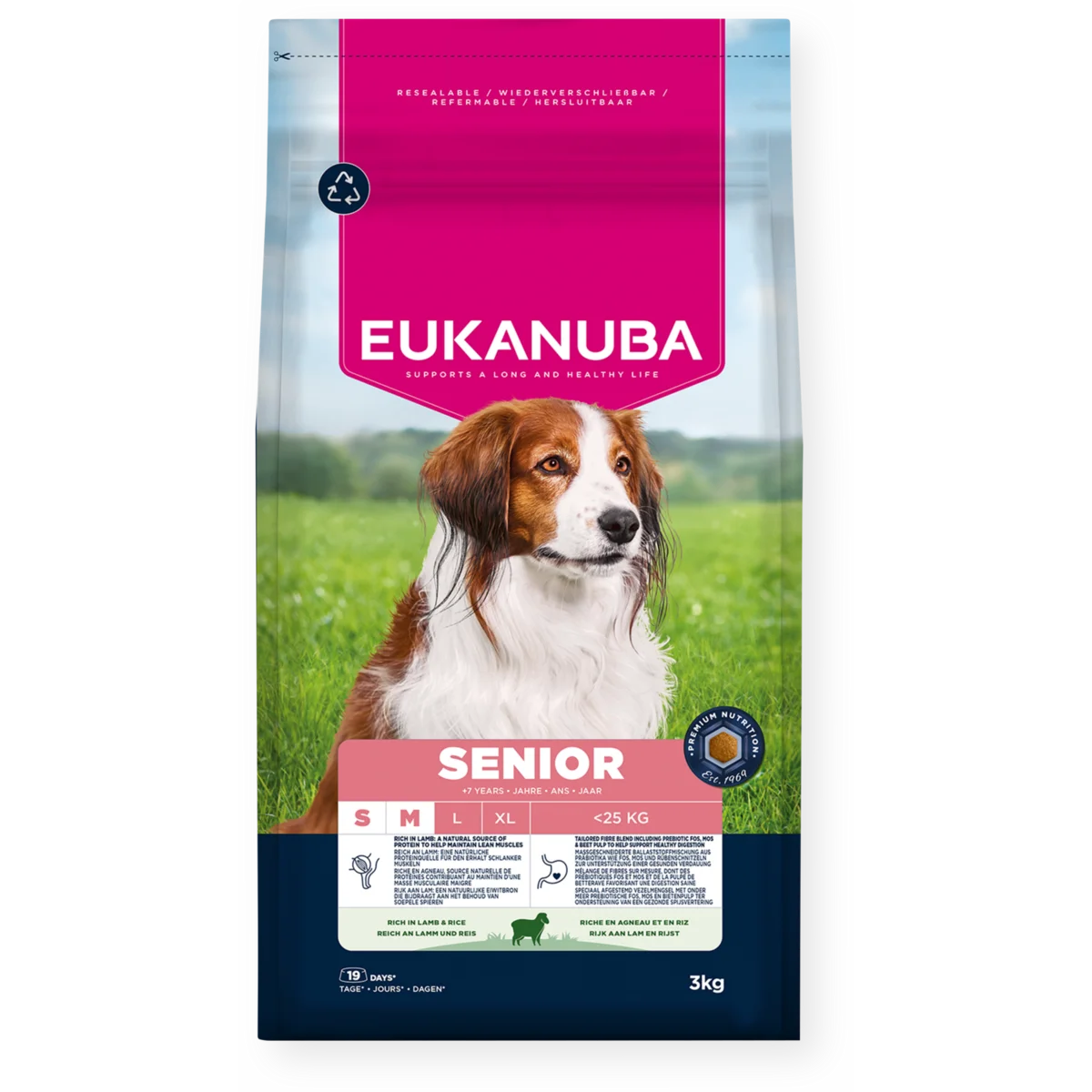 Eukanuba Life Care Dog Senior Small Medium Breed Lamb Rice pašaras pagyvenusiems mažų ir vidutinių veislių šunims 12 kg