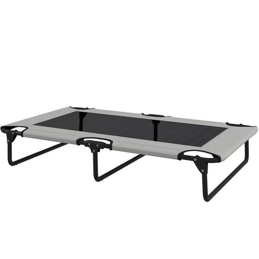 Nešiojama paaukštinta šunų lova, pakeltas naminių gyvūnėlių gultas su kvėpuojančiu tinkleliu, dideliems šunims, šviesiai pilka