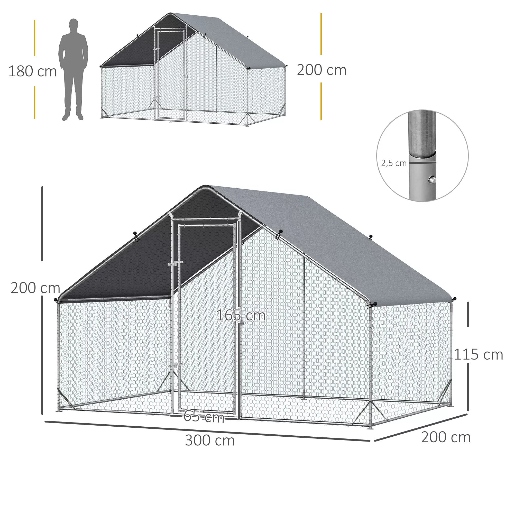 Vistu kūts, āra aploks, putnu būris ar saules nojumi, āra aploks 4-6 vistām, pīlēm, trušiem, 3 x 2 x 2 m