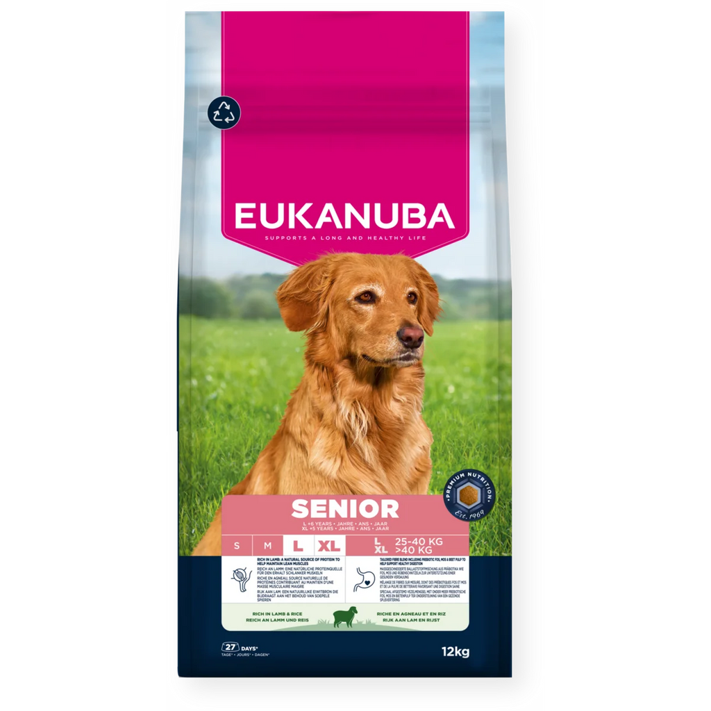 Eukanuba Life Care Dog Senior L/XL Breed Lamb Rice pašaras pagyvenusiems didelių ir labai didelių veislių šunims 12 kg