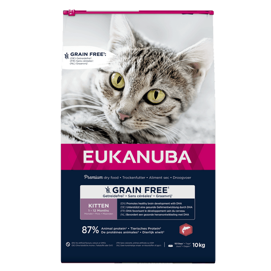Eukanuba GF sausas maistas kačiukams, su lašiša, 10 kg