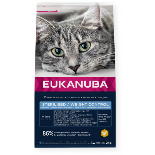 Eukanuba Weight Control sausas maistas sterilizuotoms katėms su vištiena, 2 kg