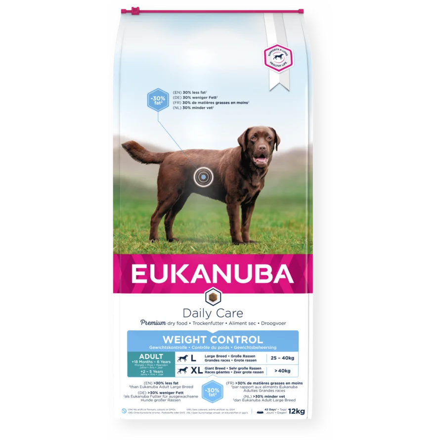 Eukanuba Daily Care Weight Control sausas maistas didelių veislių šunims su vištiena, L, 15 kg