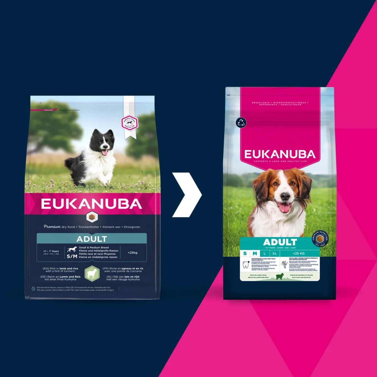 Eukanuba Life Care Adult sausas maistas mažų ir vidutinių veislių šunims su ėriena ir ryžiais, S/M, 3 kg nauja pakuotė