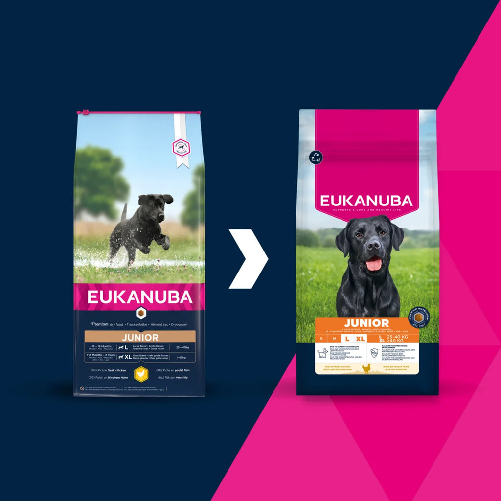 Eukanuba Life Care Junior sausas maistas didelių veislių jauniems šunims su vištiena, L, 15 kg pasikeitusi pakuotė
