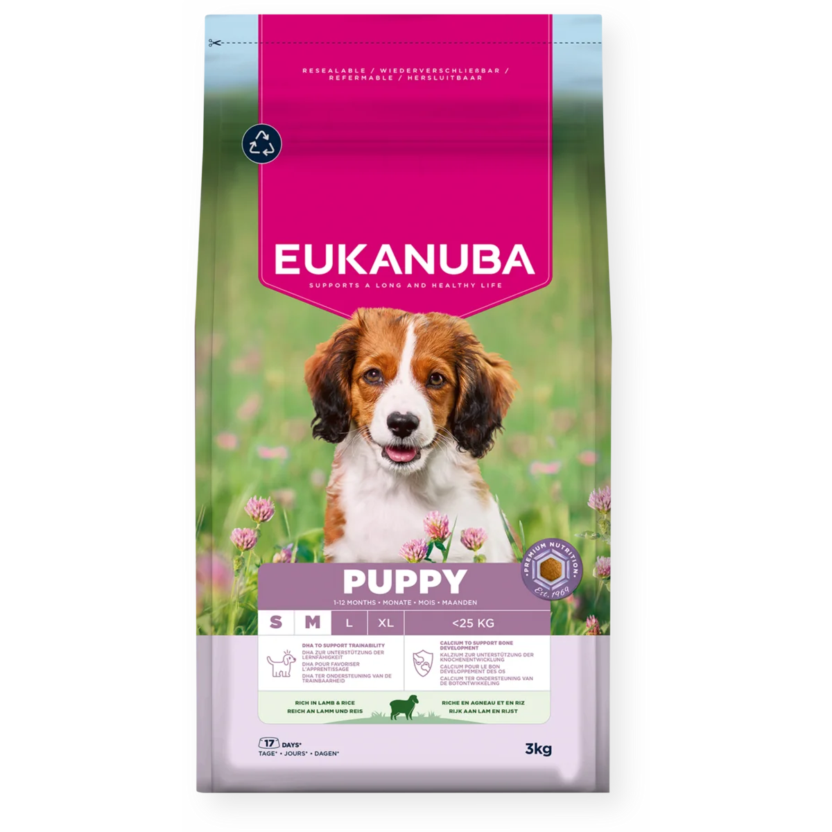 Eukanuba Life Care Puppy S/M Breeds Lamb & Rice pašaras mažų ir vidutinių veislių šuniukams 2.5kg