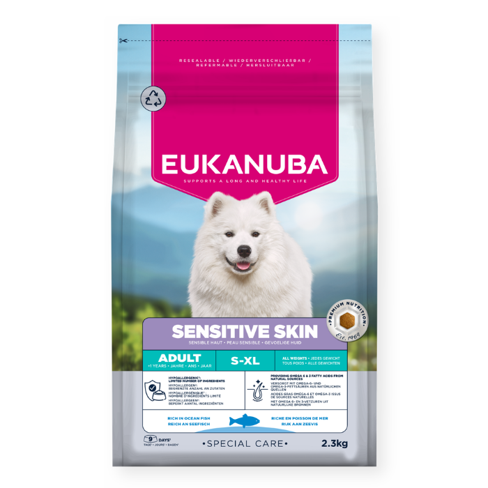Eukanuba Special Care Sensitive skin sausas maistas šunims su žuvimi, AB, 12 kg