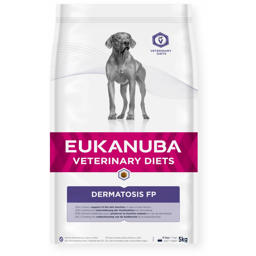 Eukanuba Veterinary Diets Dog Dermatosis FP Formula pašaras visų veislių šunims susiduriantiems su odos problemomis 5 kg