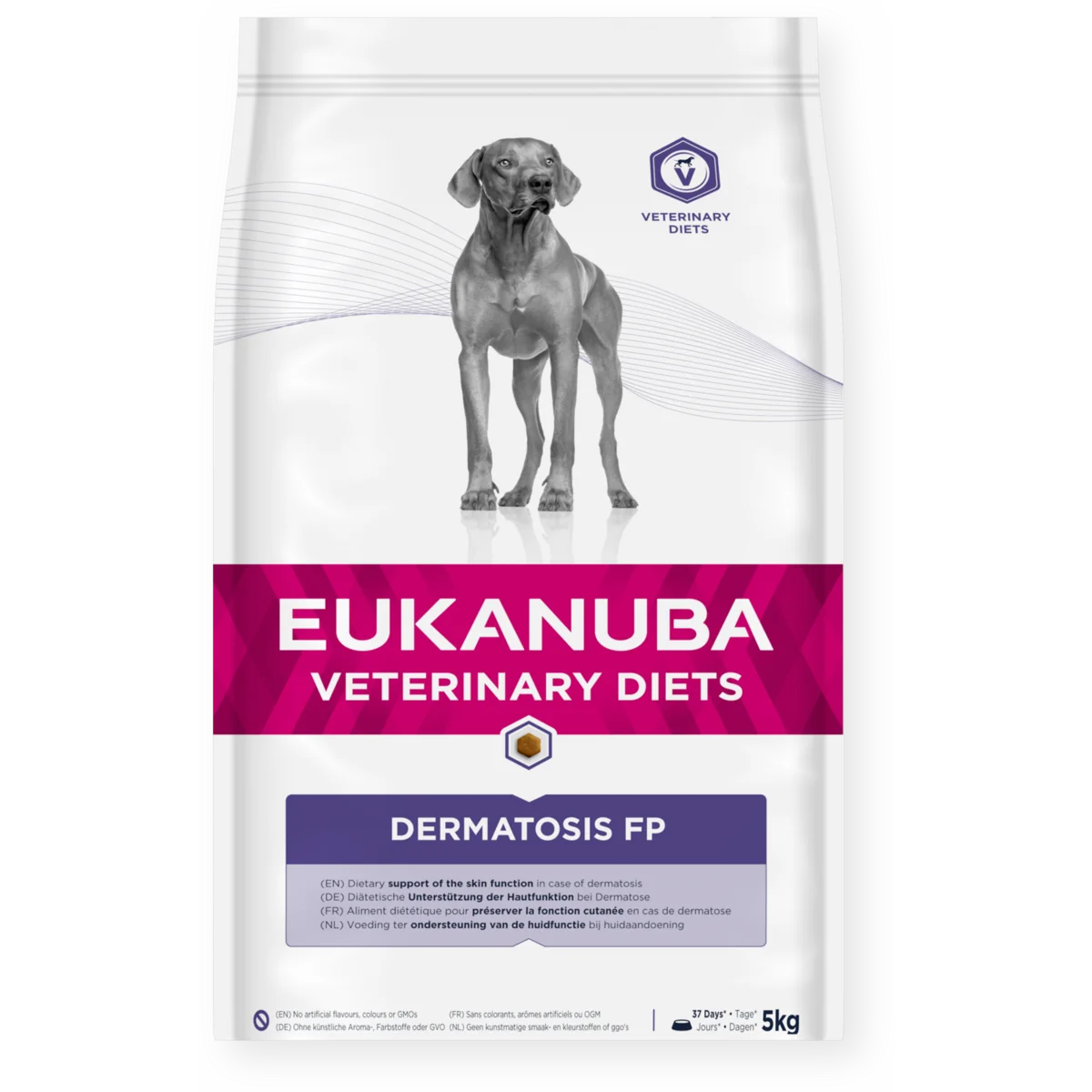 Eukanuba Veterinary Diets Dog Dermatosis FP Formula pašaras visų veislių šunims susiduriantiems su odos problemomis 5 kg